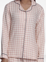 Women Warm Grey CheckSleepwear Long Sleeve Pyjama Set