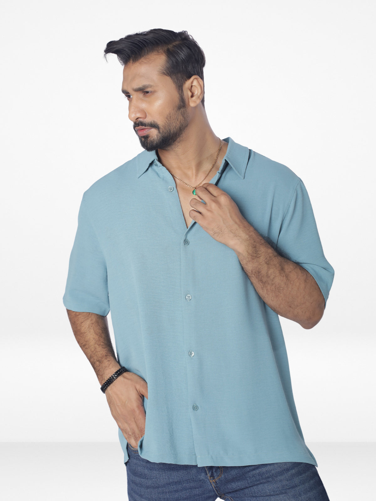 Men's Relaxed-Fit Half-Sleeve Casual Shirt| POP GREEN