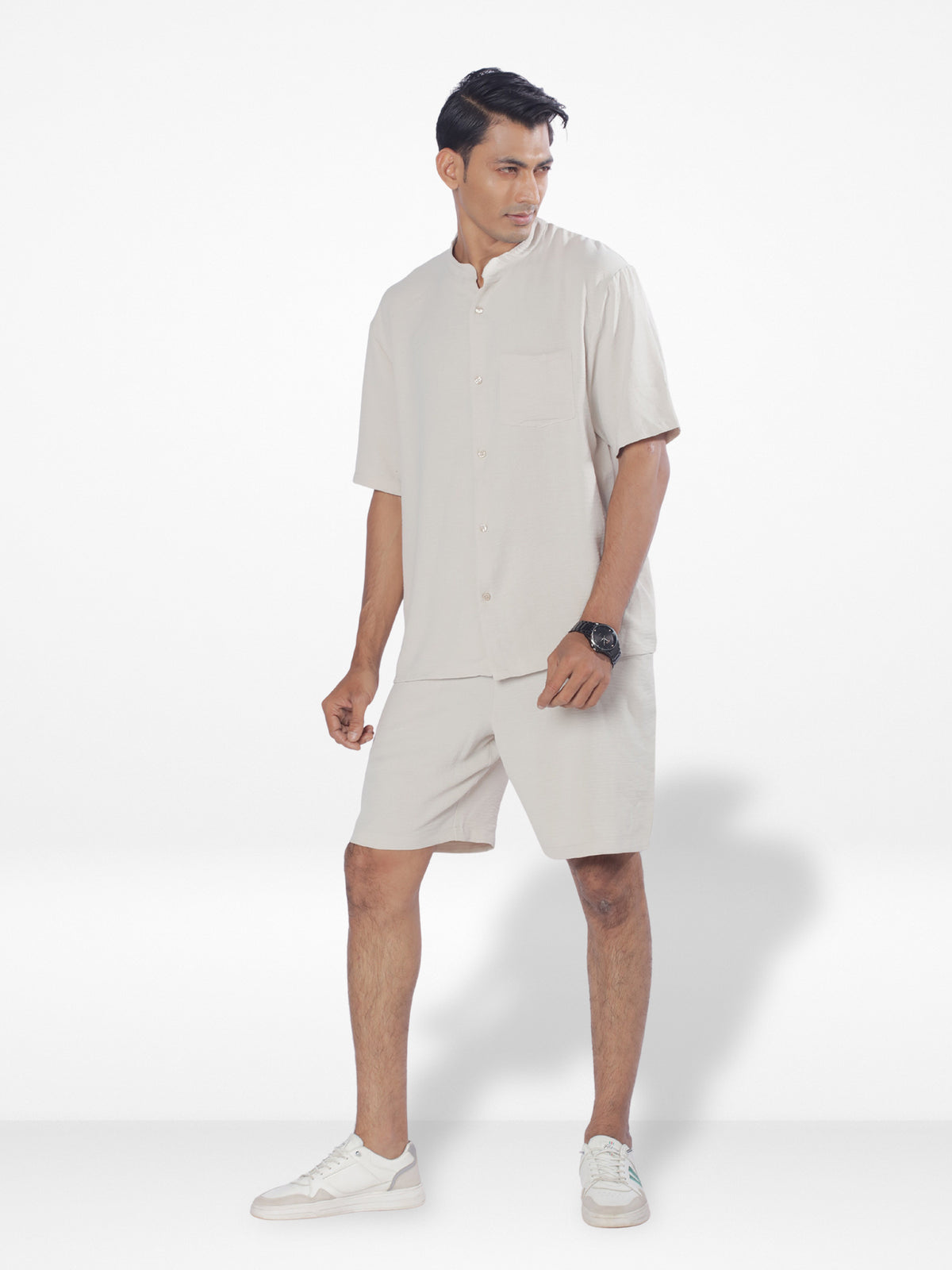Men's Short Sleeve Shirt & Short Pant Set | Beige