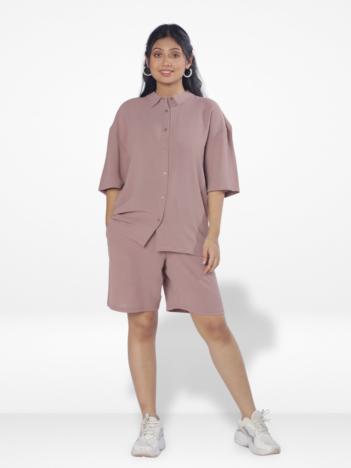 Women Solid Color Co-Ord Set| Short Sleeve| Copper
