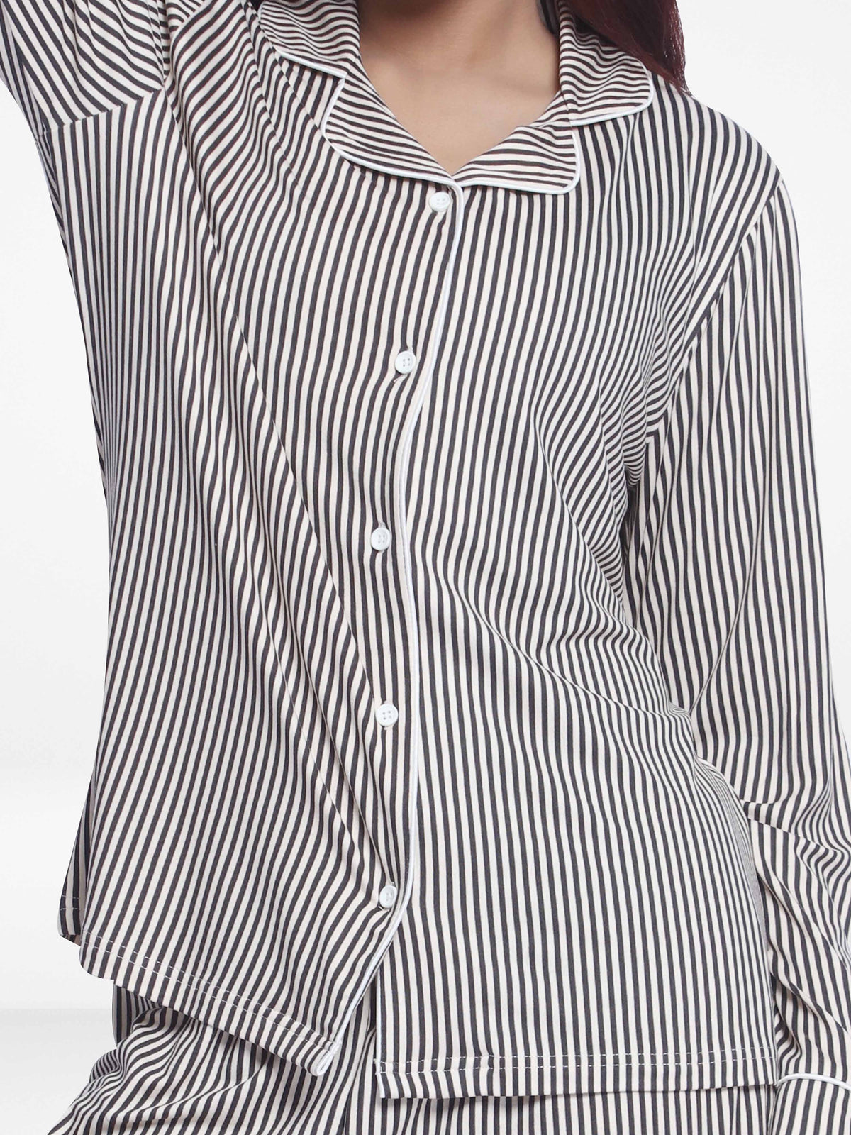 Women Black Check Sleepwear Long Sleeve Pyjama Set