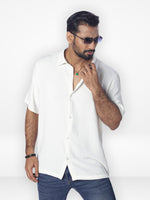 Men's Relaxed-Fit Half-Sleeve Casual Shirt| OFF WHITE