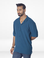 Men's Half-Sleeve Relaxed-Fit Casual Cuban Collar Shirt| LT.GREEN