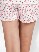 Women’s Pajama Shorts | Printed Sleepwear Shorts | Soft Stretch Yummy Rib Fabric | Elastic Waist Lounge Shorts for Women - Egret