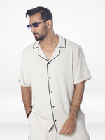 Men's Casual Short Sleeve Button Down Shirt & Short Pant Set |Beige