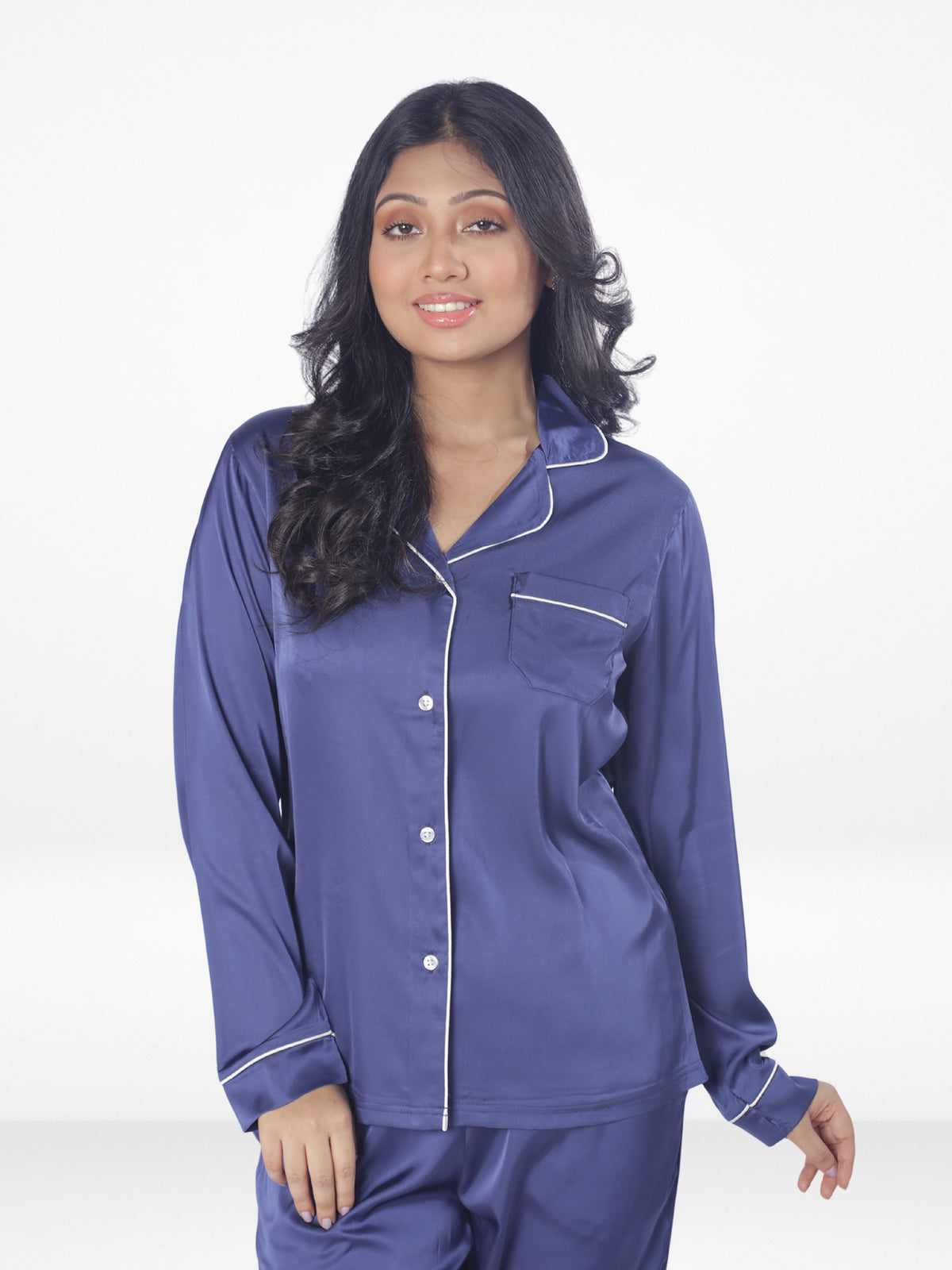 Women's Satin Notch collar & Full Sleeve Sleepwear set |Satin Fabric