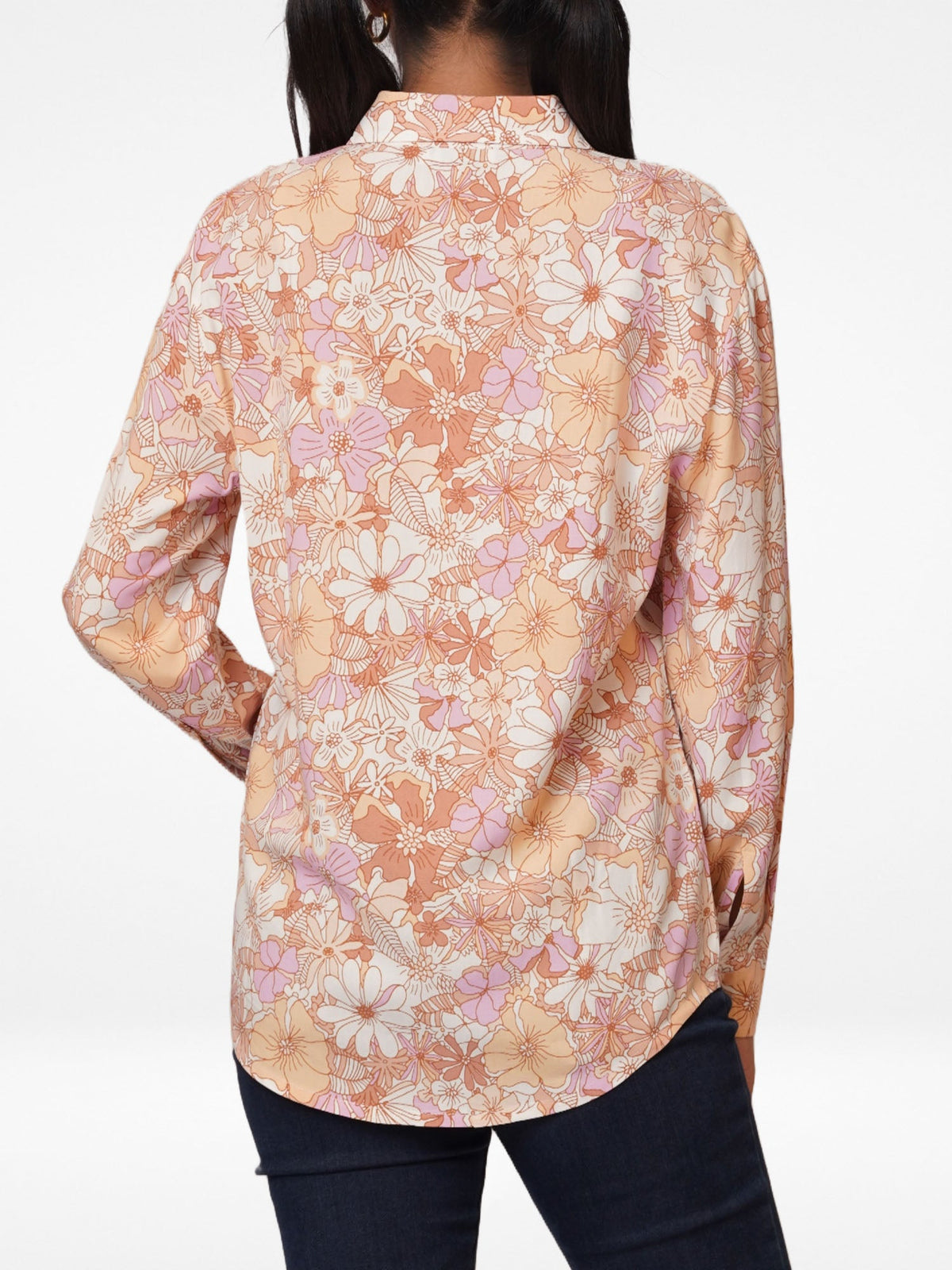 Women Pink Floral All Over Print Long Sleeve Shirt