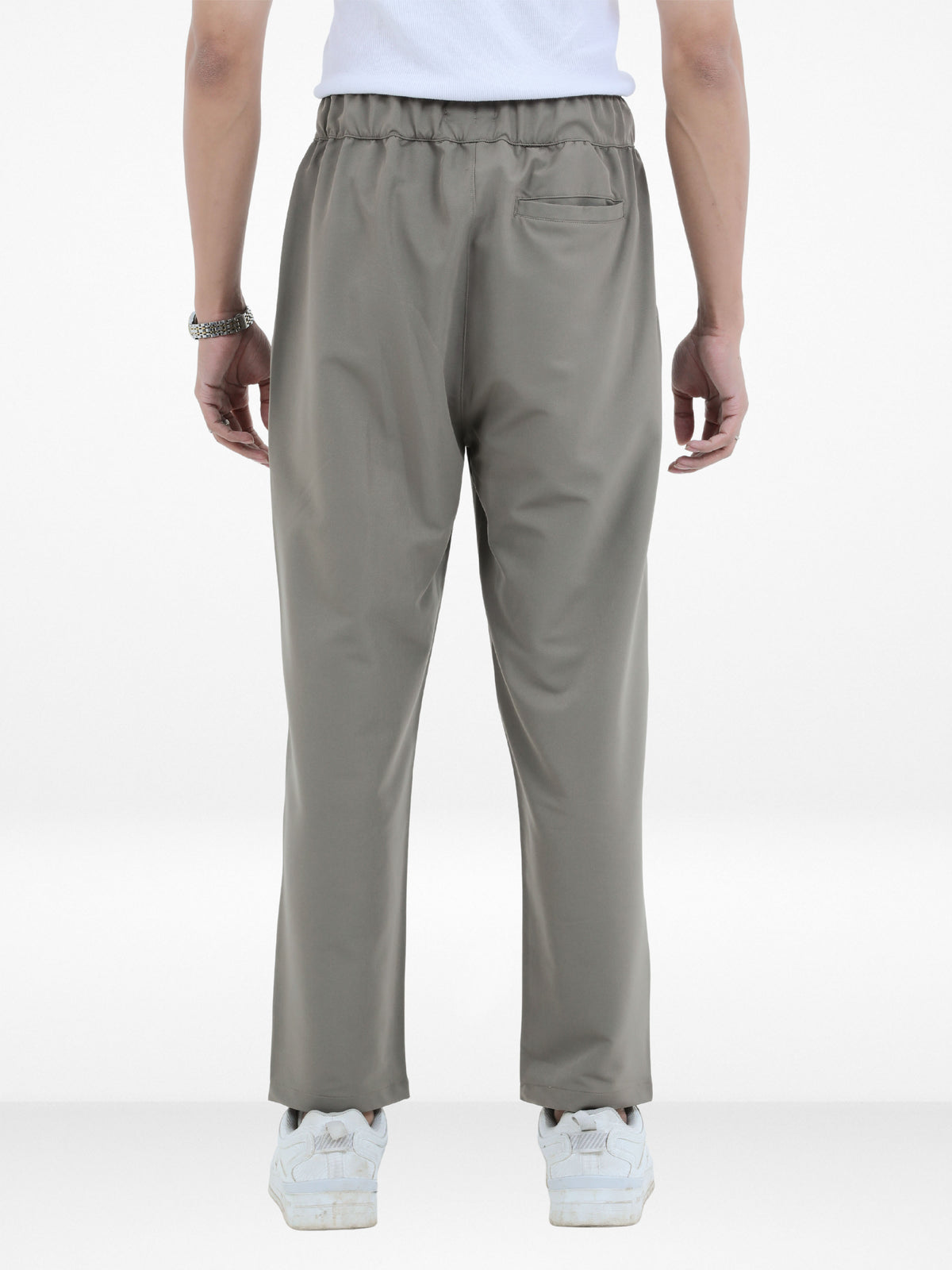 Men’s Relaxed Fit Trousers – Elastic Waist with Drawstring, Casual Pants with Fake Fly & Side Pockets , Comfortable Everyday Wear|Beige