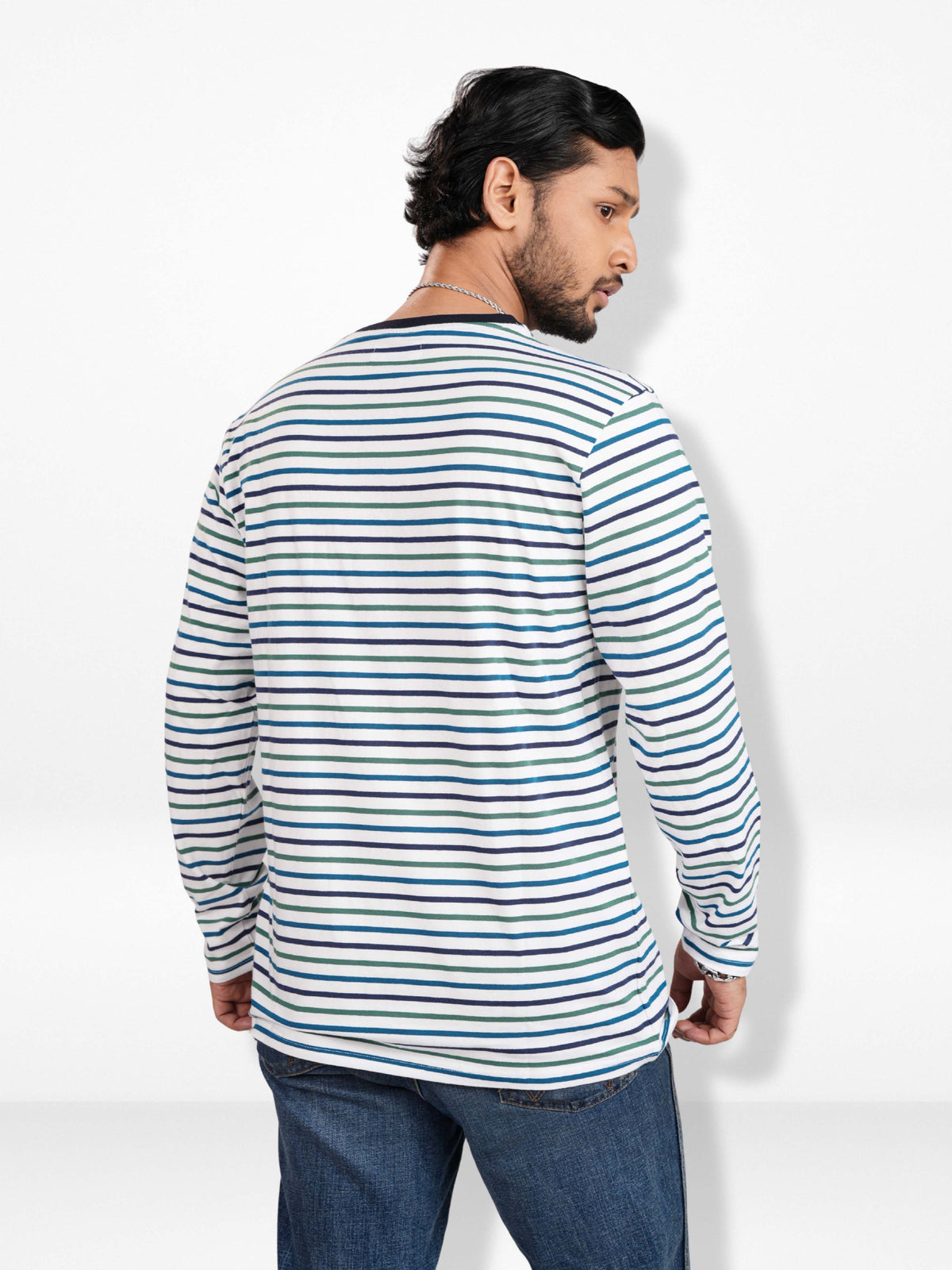 Men’s Striped Henley Neck T-Shirt – Regular Fit Long Sleeve Tee |Soft Stretch Casual Wear