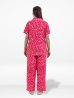 3pcs Women Satin Pajama Set. Contrast Piping, Notch Collar & Button Down.