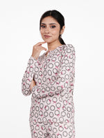 Women's Henley Long Sleeve Printed Top – Soft & Stretchy Rib Knit Casual T-Shirt