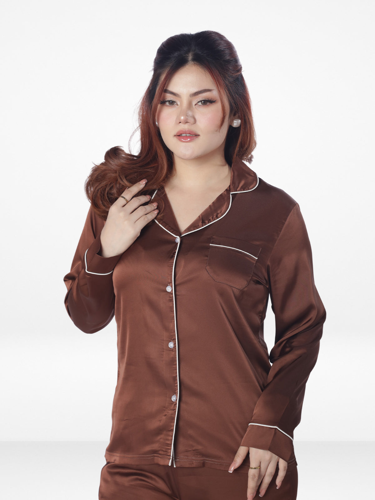 Women's Satin Notch collar & Full Sleeve Sleepwear set |Satin Fabric