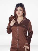 Women's Satin Notch collar & Full Sleeve Sleepwear set |Satin Fabric