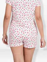 Women’s Printed Pajama Shorts | Soft & Stretchy Sleepwear Shorts | Elastic Waist Lounge Shorts | Yummy Rib Fabric - Egret