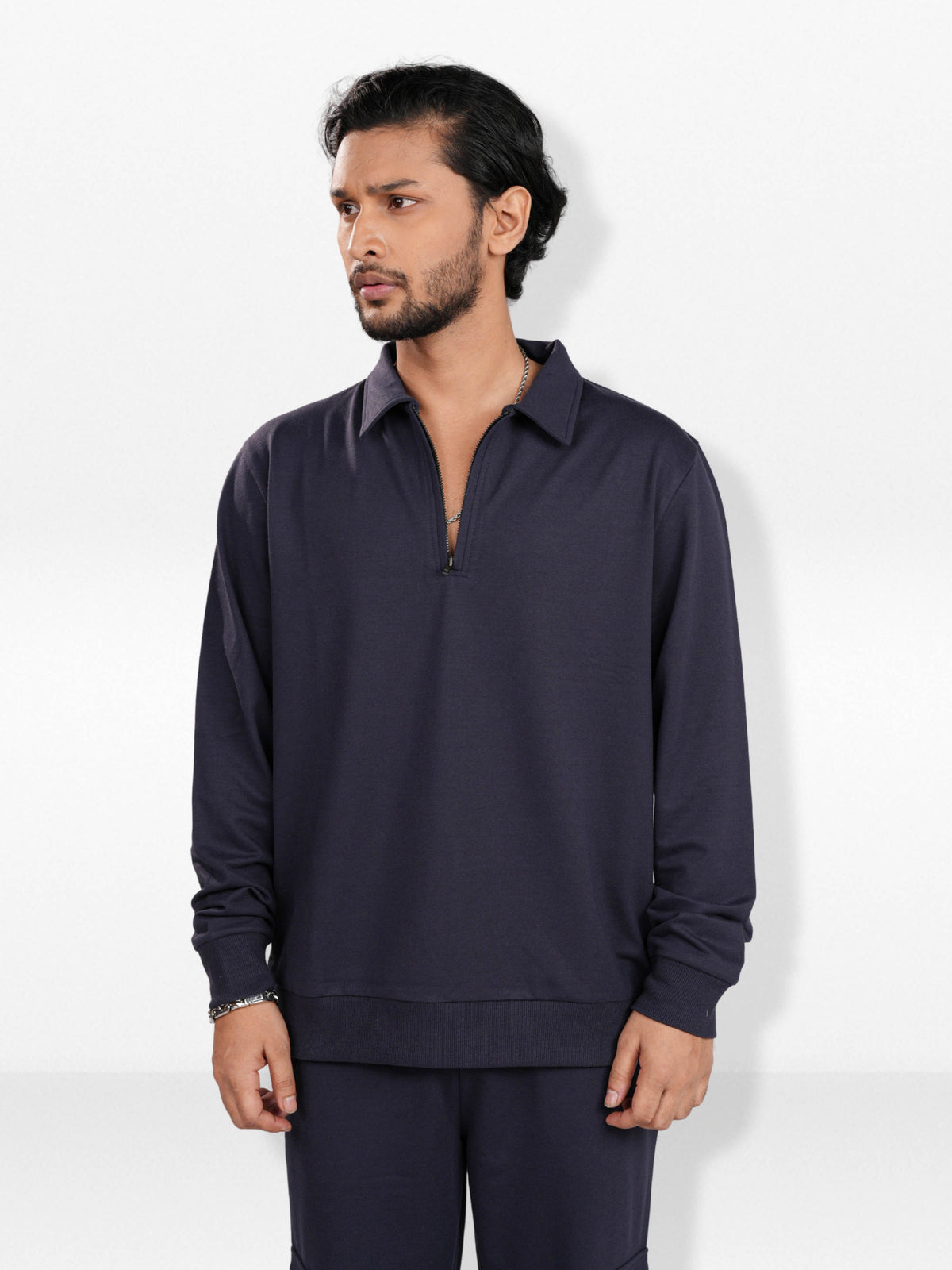 Men’s Half Zip Collar Sweatshirt – Long Sleeve Thermal Casual Shirt Collar | Classic Basic Polo Sweatshirt for Men