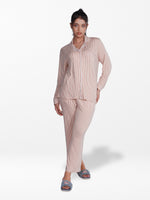 Women Coral Pink Check Sleepwear Long Sleeve Pyjama Set