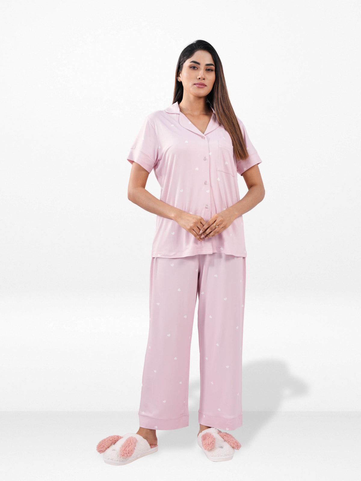 Women’s Printed Night Suit Set – Shirt & Pyjama | Soft Nightwear Dress, 2 Piece Sleepwear for Women, Comfortable Loungewear