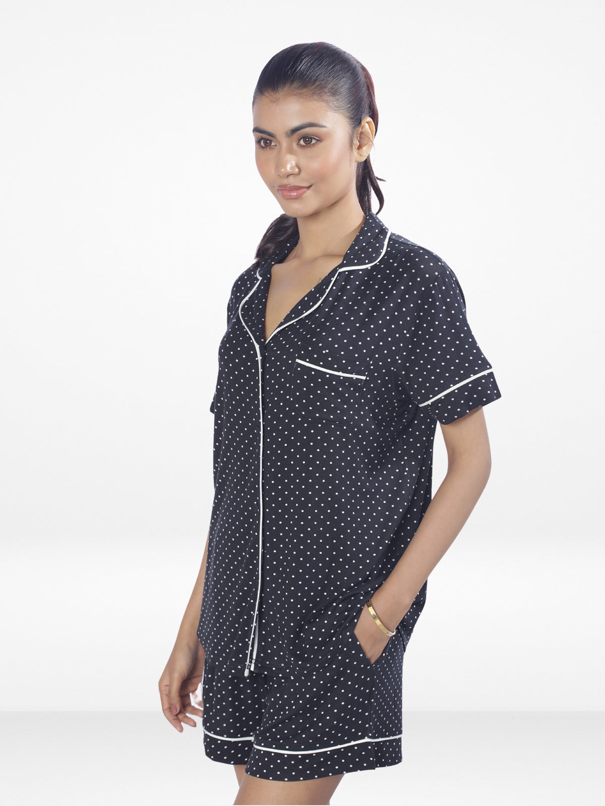 Women's Viscose Notch collar Short Sleepwear Set