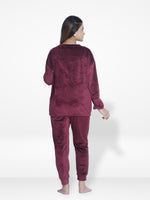 Women Velvety Sleepwear Long Sleeve Pyjama Set