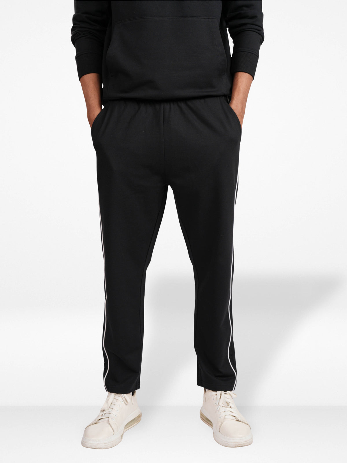 Men’s Straight Fit Joggers – Drawstring Waist Trousers | Casual Lounge Pants with Panel Design,