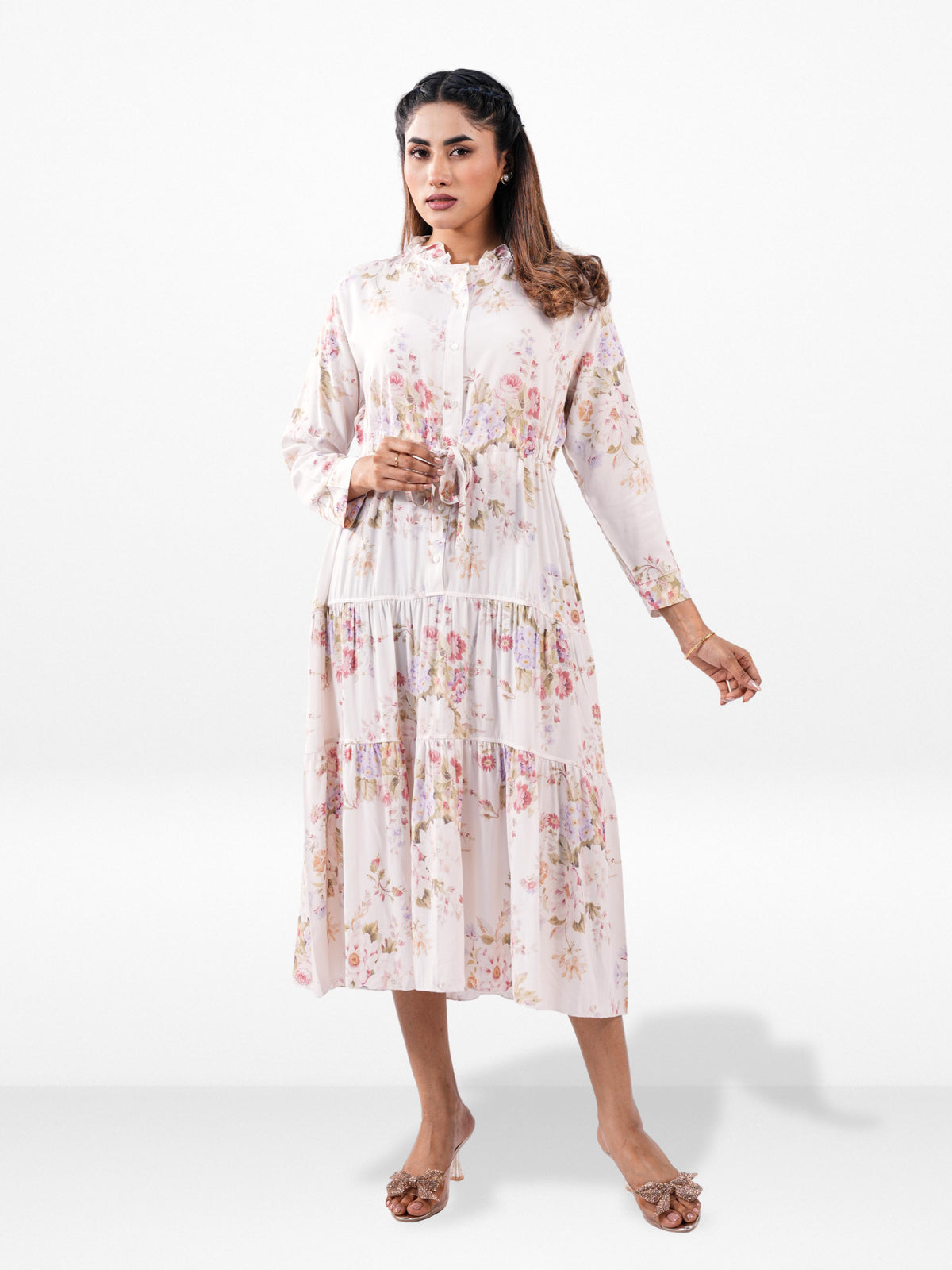 Women’s Floral Long Sleeve Tunic Dress – Elegant Casual Long Top | Lightweight Everyday Wear