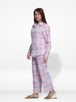 Women Pink Check Print Co-Ord Set with Luxury Details