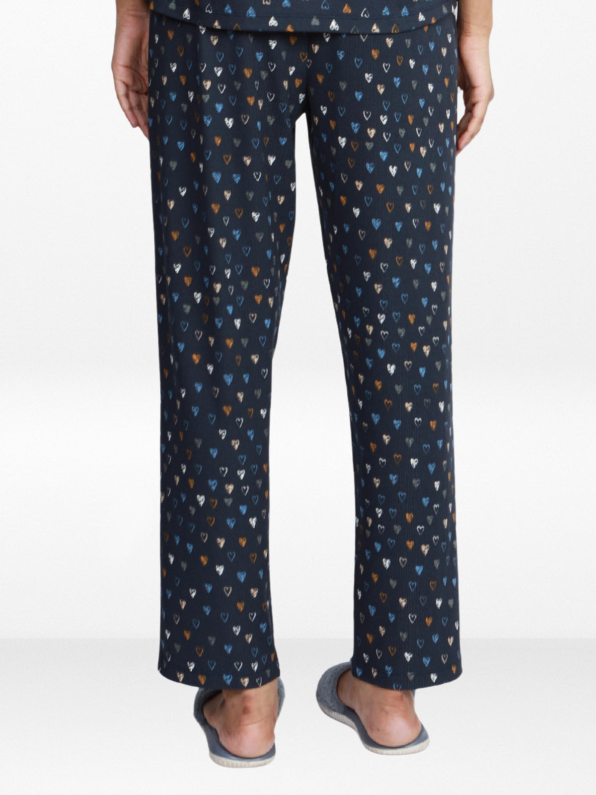 Women’s All Over Printed Lounge Pants | Soft Stretch Yummy Rib Fabric | Drawstring Waist Casual Sleepwear & Pajama Trousers - Navy