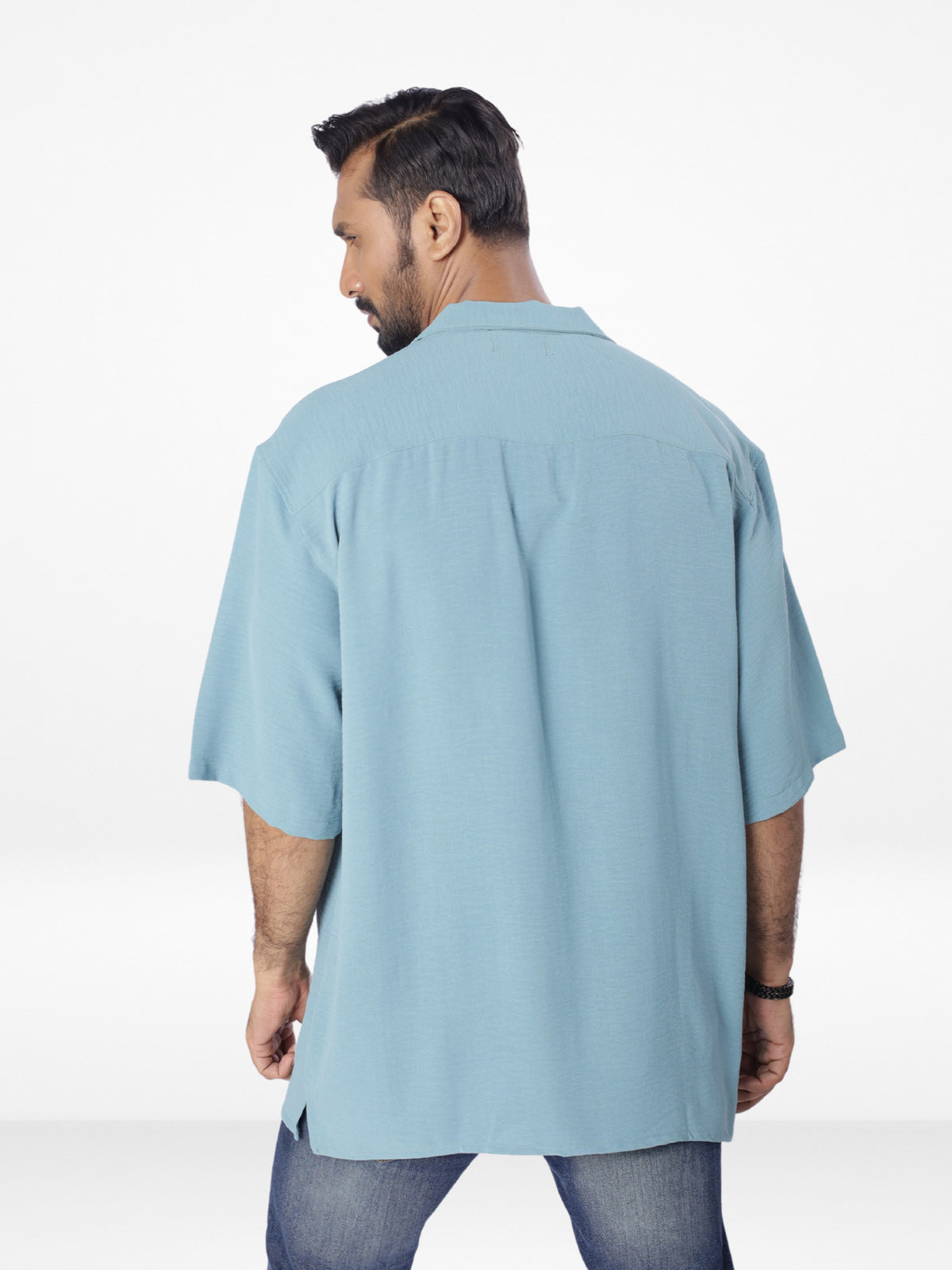 Men's Half-Sleeve Relaxed-Fit Casual Cuban Collar Shirt| POP GREEN