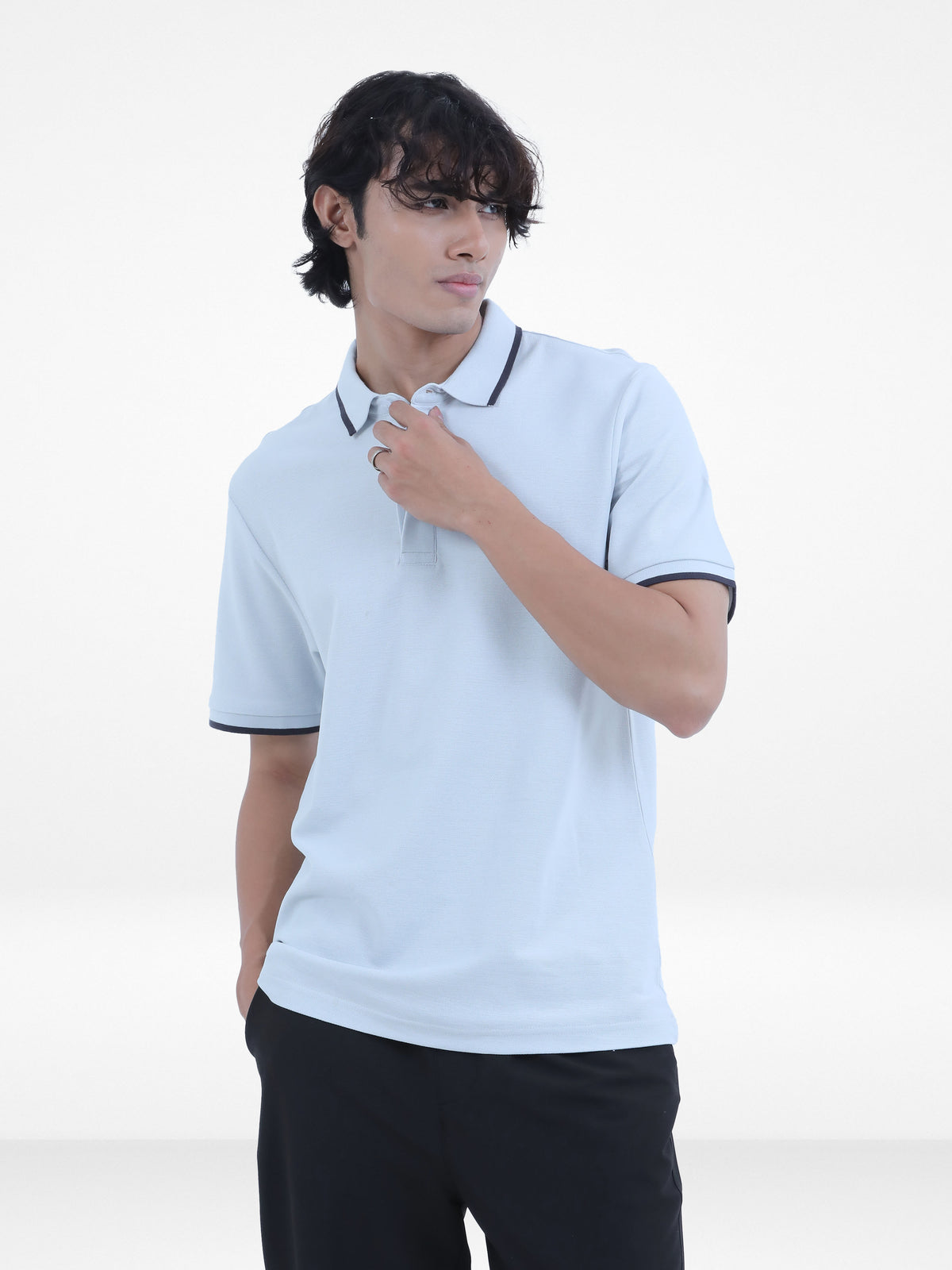 Men's Reguler-Fit Cotton Pique Polo Shirt100% Cotton Casual Top | Tipped Collar & Sleeves | Three-Button Placket | Smart Everyday Wear