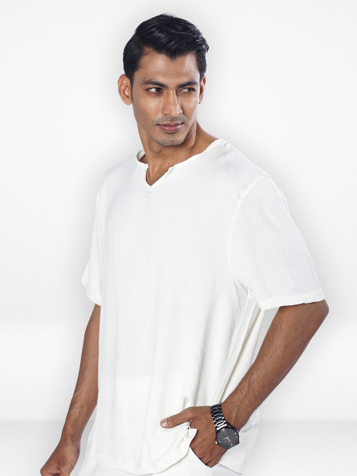 Men's Short Sleeve Shirt & Short Pant Set| Off White|