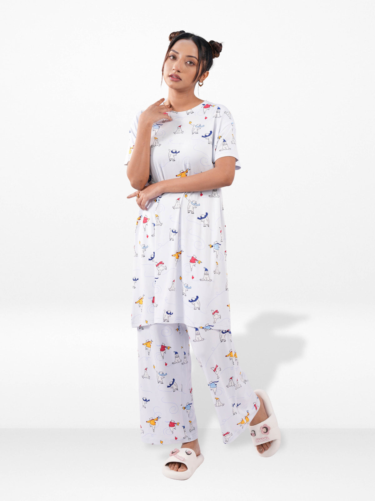 Women’s Long Tunic Top & Pant Set – 2 Piece Pajama & Loungewear Outfit for Women | Soft Comfortable Everyday Wear