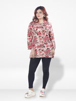 Women Pink All Over Print Long Top| Pink
