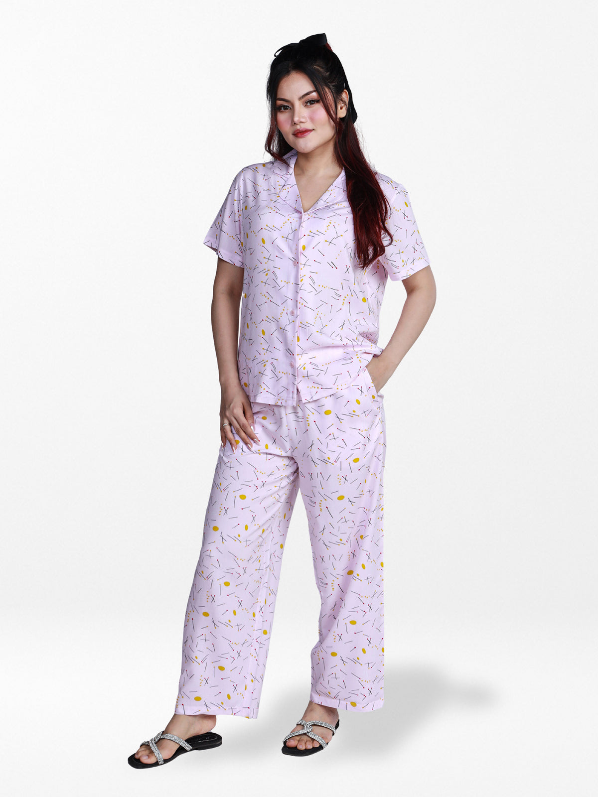 Women’s Short Sleeve Viscose Sleepwear Set – Notch Collar 2 Piece Pajama Outfit | Comfy Nightwear, Soft Summer Lounge Set for Women