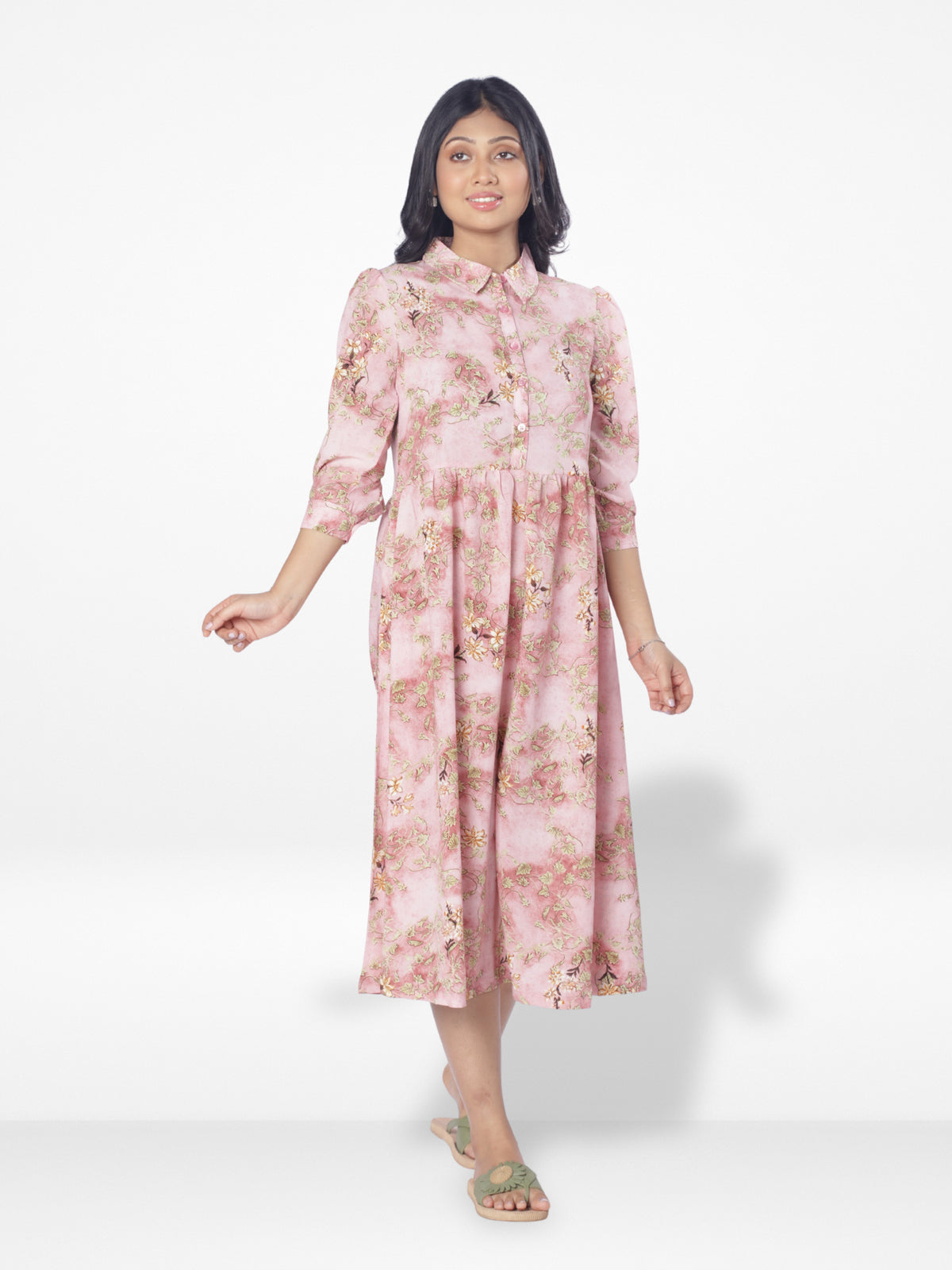 Women Pink Aop Color Long Top| Pink-inteblu