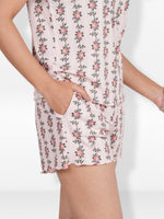 Women’s Pajama Shorts | Printed Sleepwear Shorts | Soft Stretch Yummy Rib Fabric | Elastic Waist Lounge Shorts for Women - Blushing Bride Rose