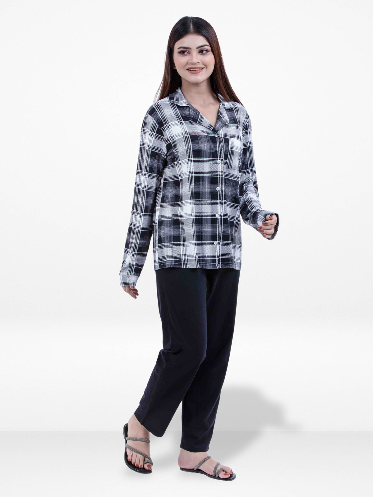 Women’s Classic Button-Down Pajama Set – Soft Yummy Fabric Sleepwear | Long Sleeve Notch Collar Top & Full-Length Pants | Cozy Loungewear for Night & Home