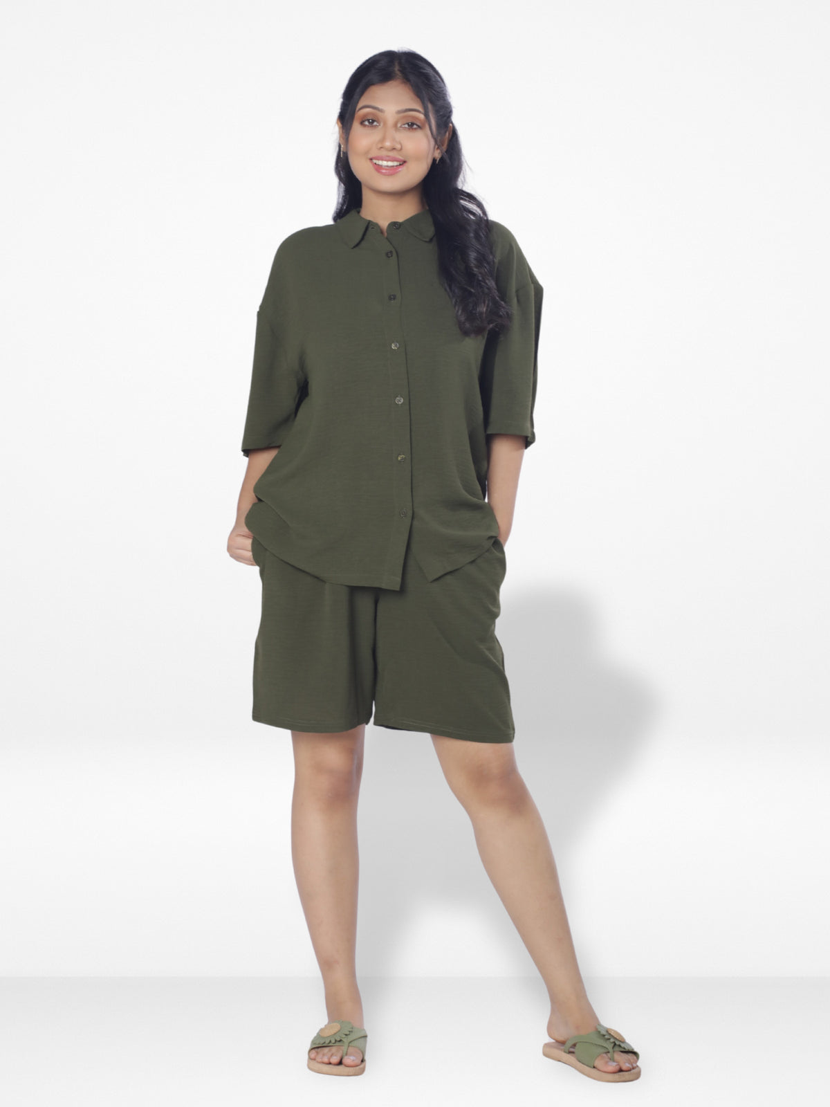 Couple Co-ord Set| Short Pant| Olive