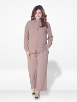 Women Solid Color Co-Ord Set| Long Sleeve| Copper