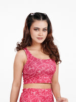 Women’s Crew Neck Crop Top | Sleeveless Printed Top for Women | Soft Stretch Yummy Rib Fabric | Casual Lounge & Party Wear - Crimson