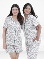 Women’s 3-Piece Pajama Set – Yummy Rib Fabric Sleepwear with Contrast Piping, Notch Collar & Button Down Top,