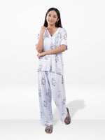 Women’s Printed Night Suit Set – Shirt & Pyjama | Soft Nightwear Dress, 2 Piece Sleepwear for Women, Comfortable Loungewear