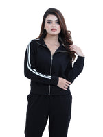 Women’s Zip-Through Jacket – High Collar, Regular Fit Long Sleeve Outerwear for Effortless Style & Comfort