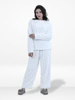 Women’s Fur Fabric Pyjama Set – Soft & Cozy 2-Piece Winter Nightwear | Long Sleeve Sleepwear Top and Bottom Set