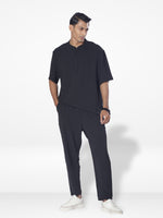 Men's Short Sleeve Shirt & Long Pant Set|Black