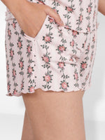 Women’s Pajama Shorts | Printed Sleepwear Shorts | Soft Stretch Yummy Rib Fabric | Elastic Waist Lounge Shorts for Women - Blushing Bride Rose