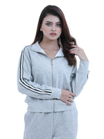 Women’s Zip-Through Jacket – High Collar, Regular Fit Long Sleeve Outerwear for Effortless Style & Comfort