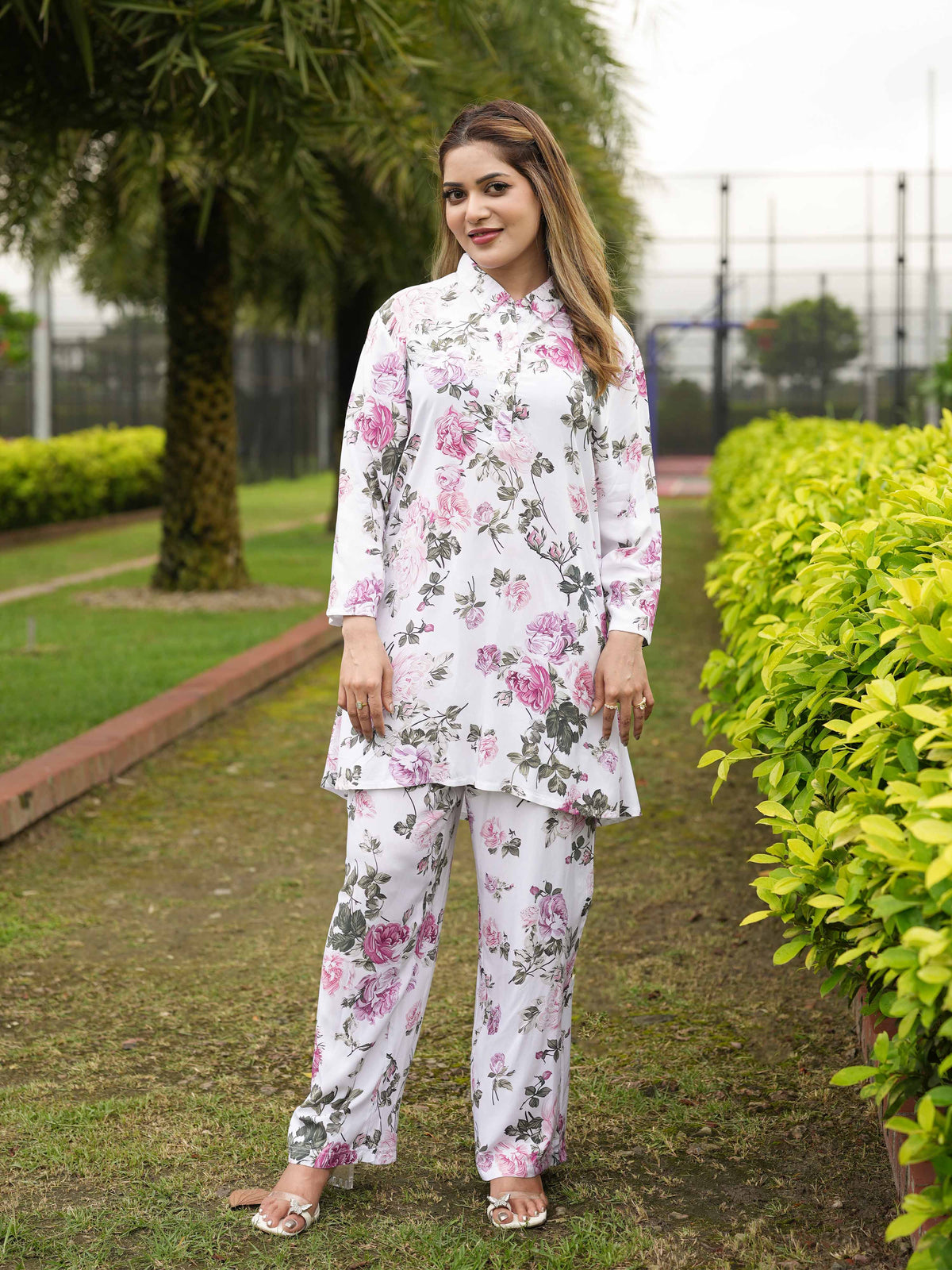 Women’s Floral Printed Co-Ord Set – Trendy 2 Piece Matching Top & Bottom Outfit