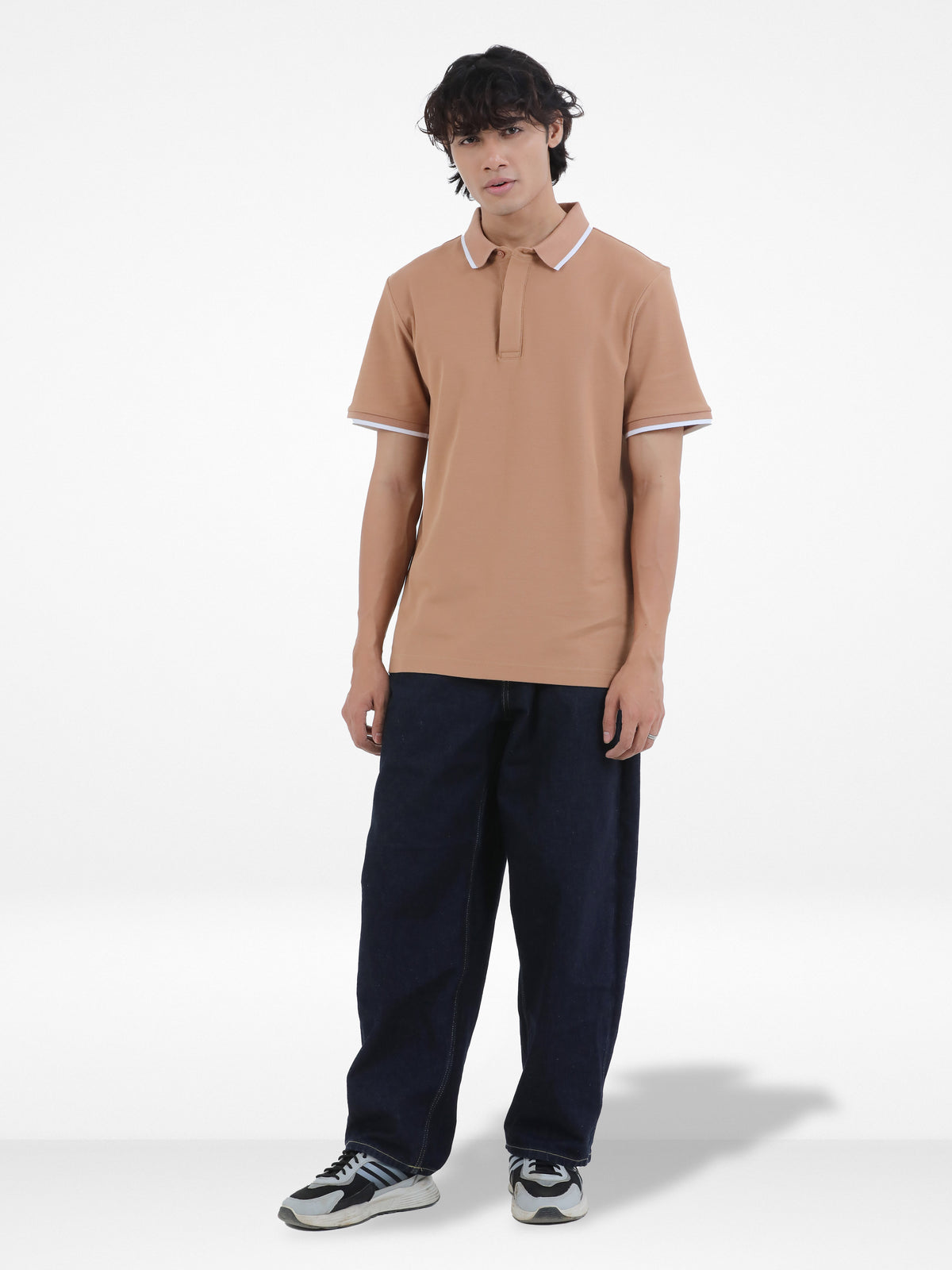 Men's Reguler-Fit Cotton Pique Polo Shirt100% Cotton Casual Top | Tipped Collar & Sleeves | Three-Button Placket | Smart Everyday Wear