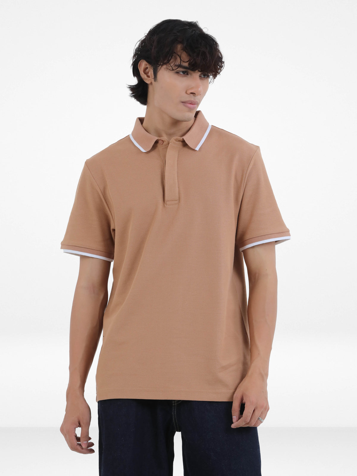 Men's Reguler-Fit Cotton Pique Polo Shirt100% Cotton Casual Top | Tipped Collar & Sleeves | Three-Button Placket | Smart Everyday Wear