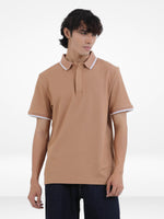 Men's Reguler-Fit Cotton Pique Polo Shirt100% Cotton Casual Top | Tipped Collar & Sleeves | Three-Button Placket | Smart Everyday Wear